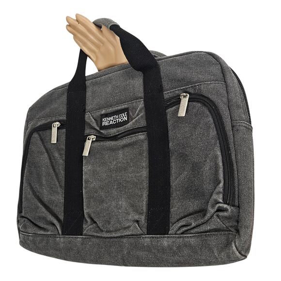 Gray Canvas Satchel Laptop Bag Kenneth Cole Reaction Camouflage Lining - Picture 1 of 10